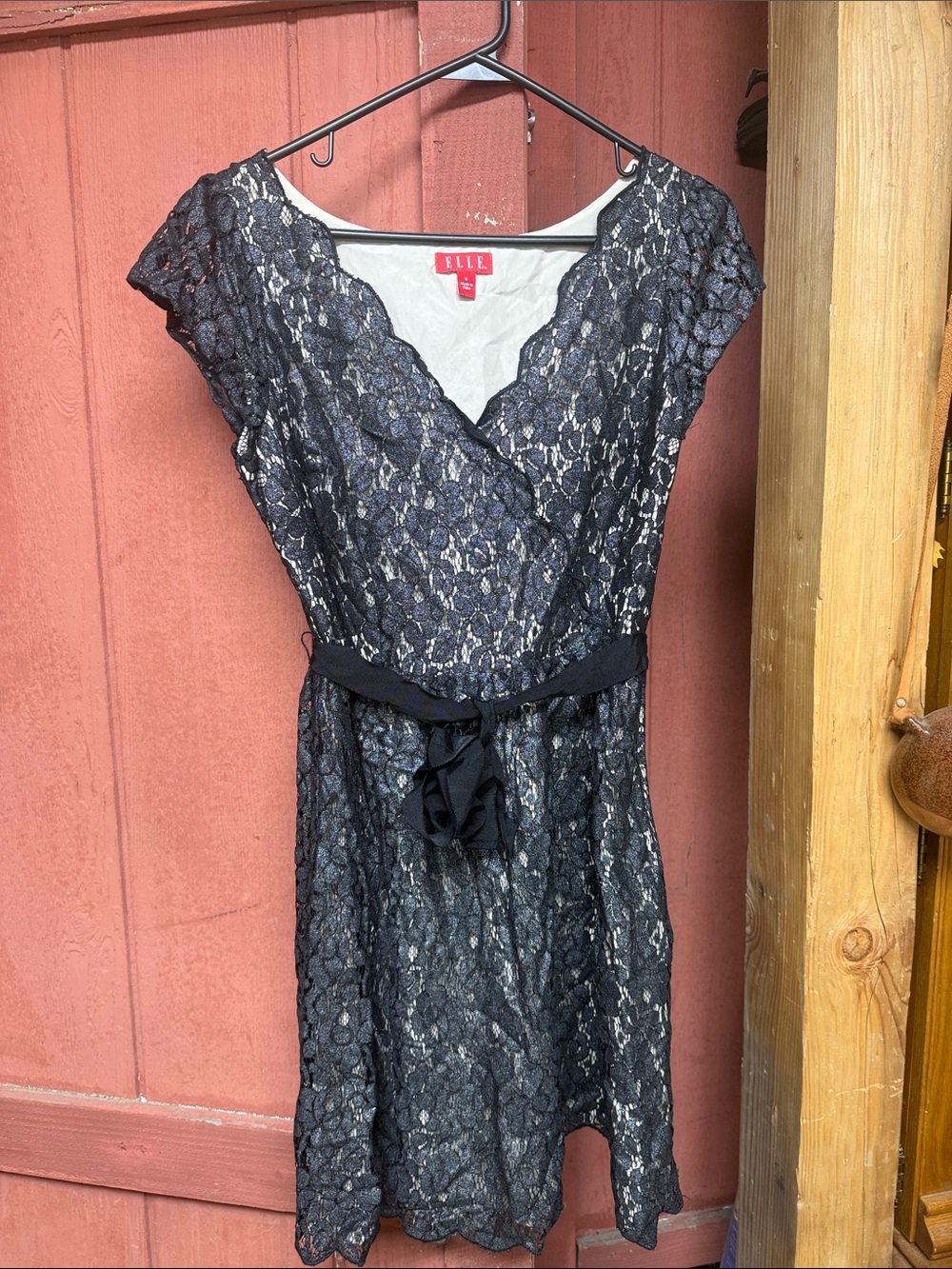 Elle Black Lace Dress with Scalloped Detail